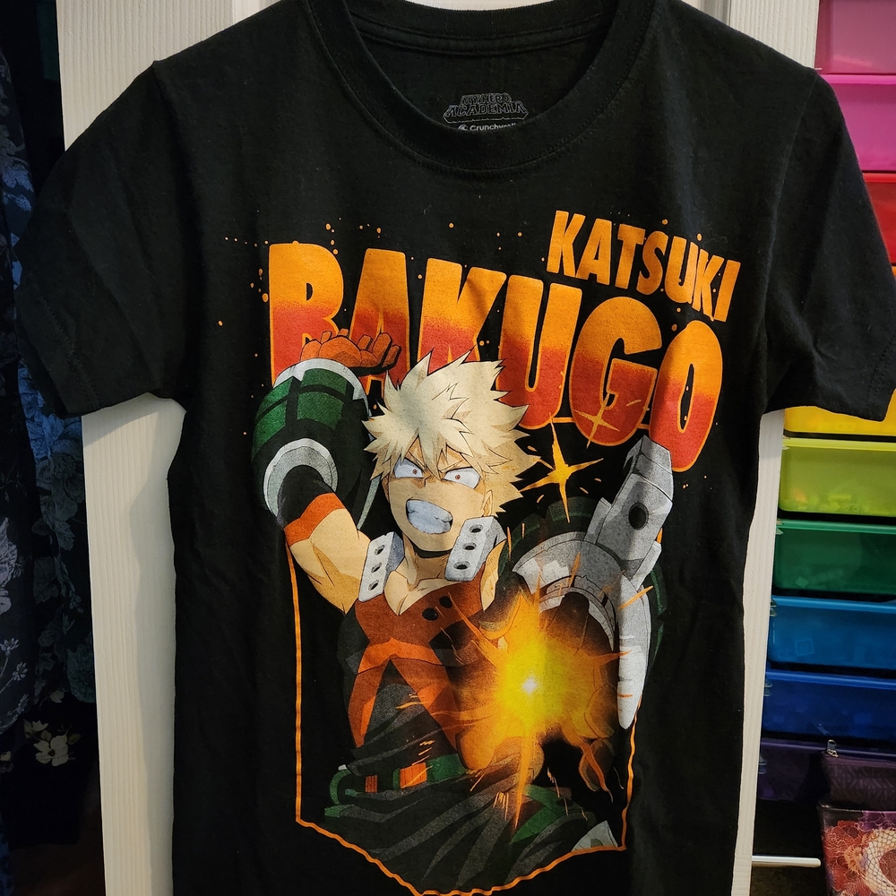 Black Graphic T-shirt Teen Anime MHA XS/TP